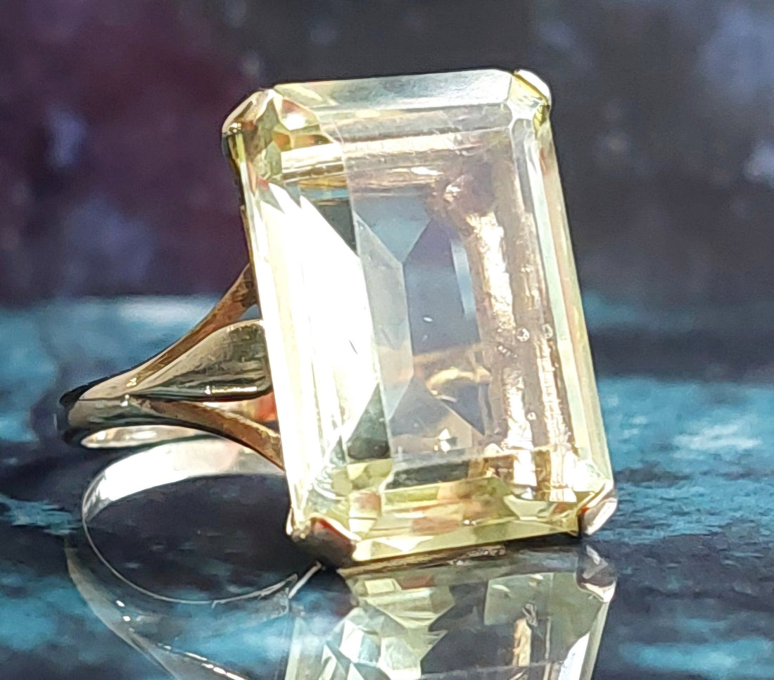 Art deco 9ct gold citrine ring 