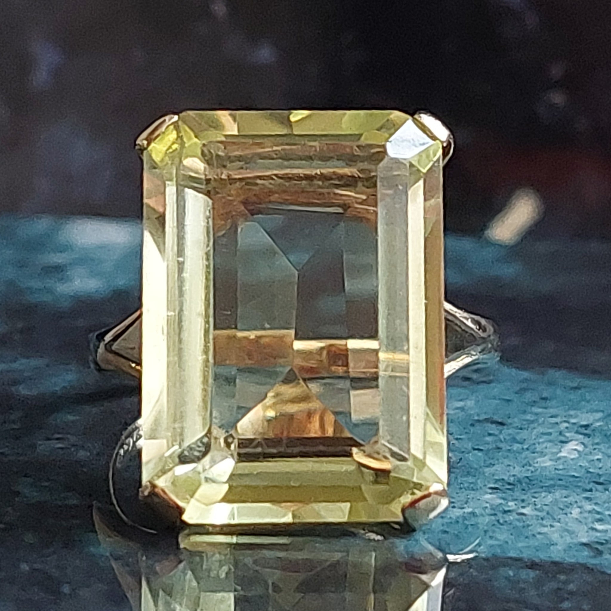 Art deco 9ct gold citrine ring 