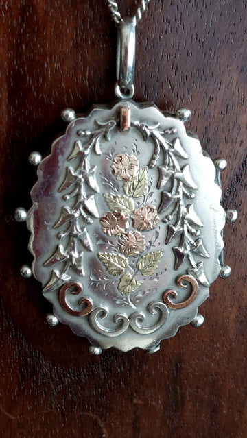 Large Antique Victorian Locket in Sterling Silver