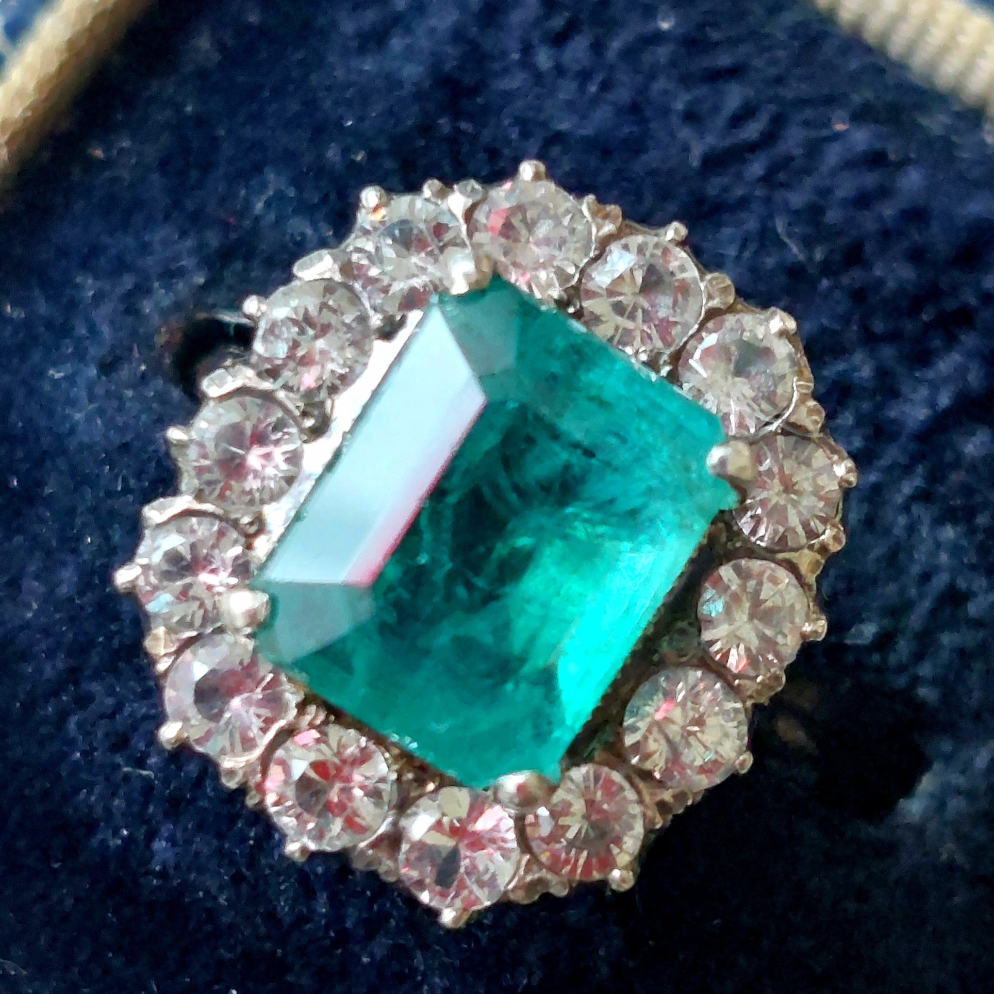 Antique Emerald And White Sapphire Ring, Unique Antique jewellery