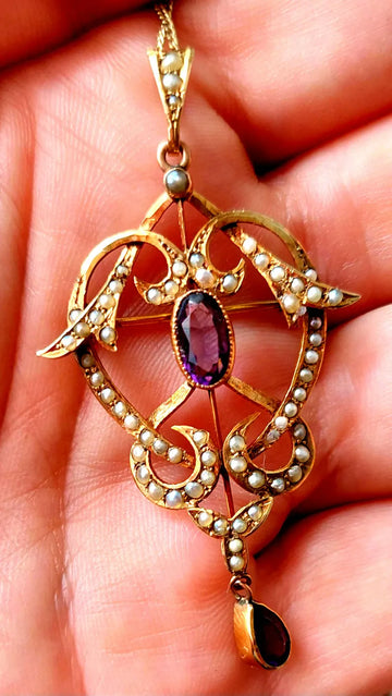 9ct Gold Victorian Amethyst Pendant