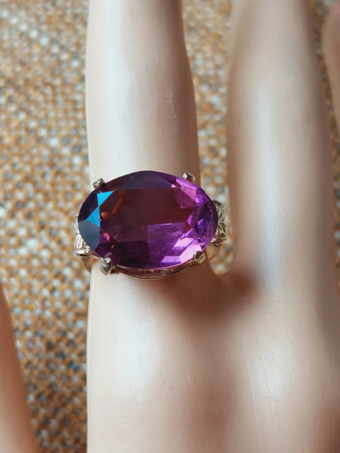 Antique purple paste cocktail ring