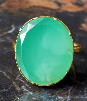 Antique Georgian 22ct yellow gold chalcedony gemstone ring, Bold Regal Rings