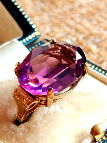 Antique purple paste cocktail ring