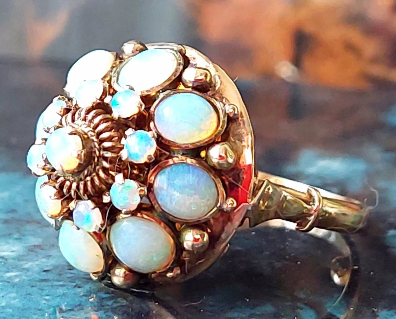 12ct gold victorian opal cluster ring