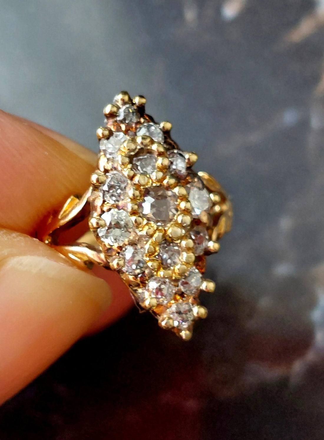 Victorian 15ct Yellow Gold Diamond Cluster Ring, Unique treasures