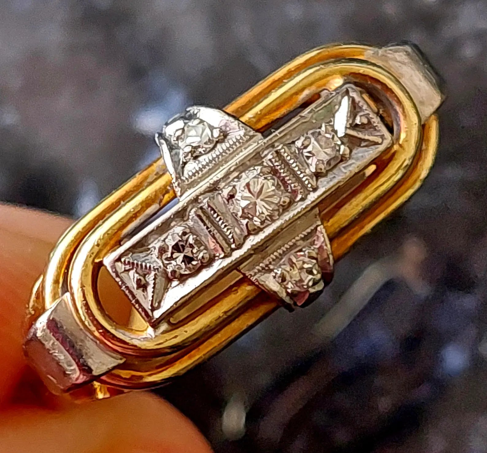 Antique Art Deco Old Cut Diamond Ring, US size 9 1/2