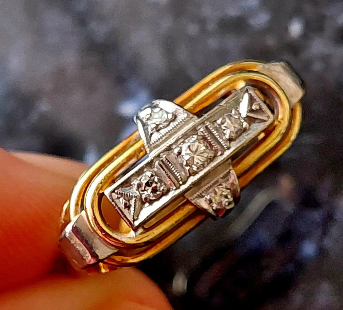 Antique Art Deco Old Cut Diamond Ring, US size 9 1/2