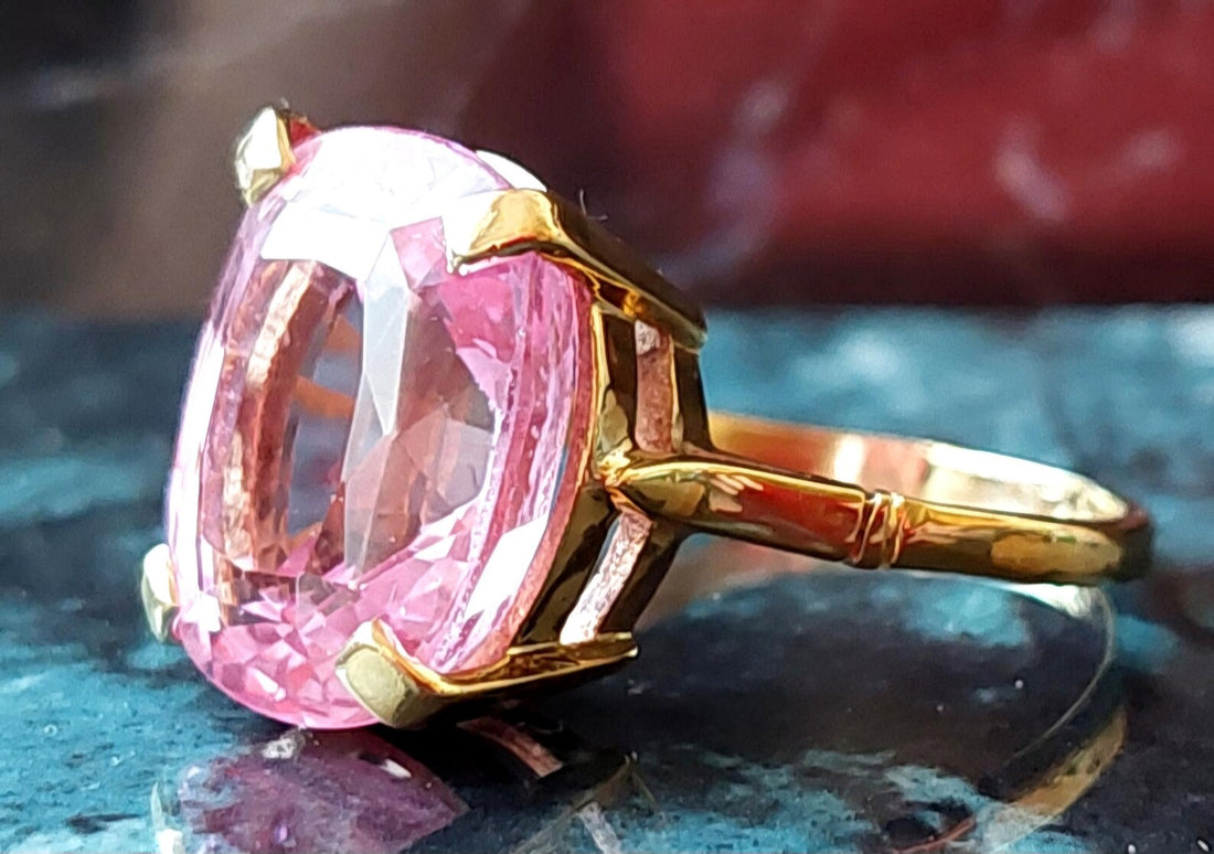 Antique 18ct Yellow Gold Pink Sapphire Ring, One-of-a-Kind Antique Rings